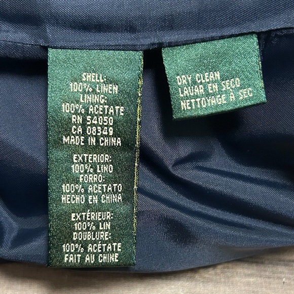 Lauren Ralph Lauren True Navy Blue Linen Double Breasted Provence Blazer 10 NWT - Picture 12 of 13